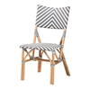 Baxton Studio Shai Modern French Grey and White Weaving and Natural Rattan Bistro Chair